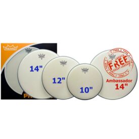 Remo Ambassador Coated Pro Pack - Fusion (10" 12" 14") Plus Free 14" Snare Head
