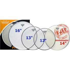 Remo Emperor Clear Pro Pack - Rock (12" 13" 16") Plus Free 14" Ambassador Snare Head