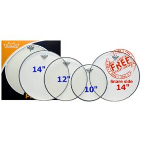 Remo Ambassador Clear Fusion Pro Pack - Fusion (10" 12" 14") Plus Free 14" Snare Side Head