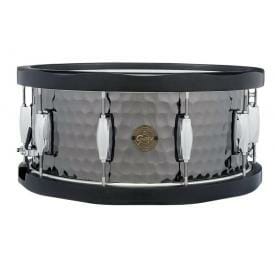 Gretsch 14" x 6.5" Full Range Series Hammered Black Steel Snare Drum with black wood hoops
