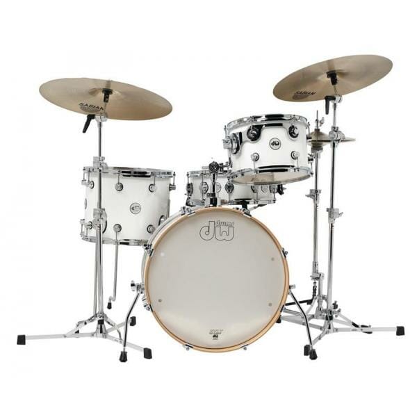 DW Design Series Frequent Flyer, 12:14:20:14SD Shell Pack, Gloss Lacquer, White - 800233 DW Design Series Frequent Flyer, 12"/14"/20"/14"SD Shell Pack, Gloss Lacquer, White