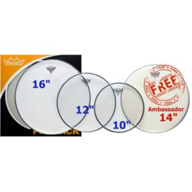 Remo Emperor Clear Rock Fusion Pro Pack - Rock Fusion (10" 12" 16") Plus Free 14" Ambassador Snare Head