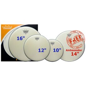 Remo Ambassador Coated - Rock Fusion (10" 12" 16") Plus Free 14" Snare Head