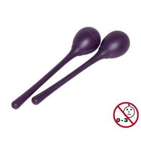 Stagg long handled plastic egg maracas Purple