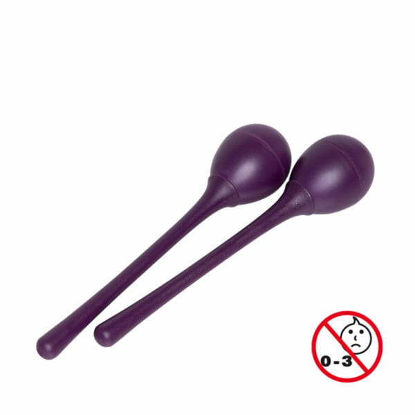 Stagg long handled plastic egg maracas Purple