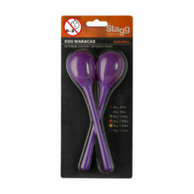 Stagg long handled plastic egg maracas Purple