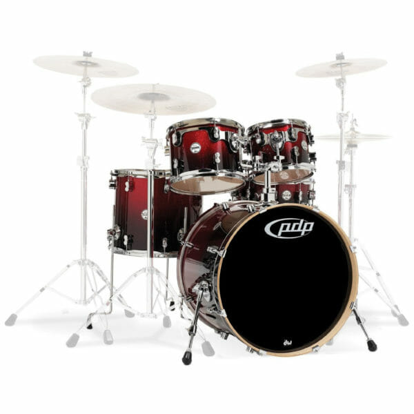 PDP 22" 5 Piece Concept Maple Shell Set Red to Black Sparkle Fade