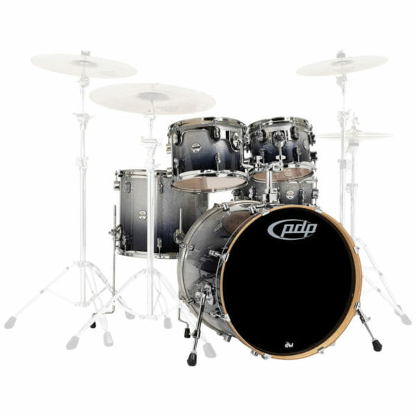 PDP 22" 5 Piece Concept Maple Shell Set Silver to Black Sparkle Fade