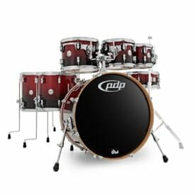 PDP 22" 7 Piece Concept Maple Shell Set Red to Black Sparkle Fade