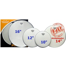 Remo Emperor Coated Rock Fusion Pro Pack (10" 12" 16") Plus Free 14" Emperor Snare Head