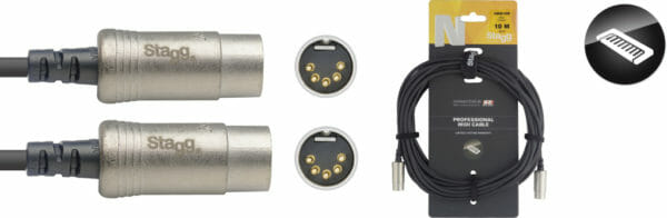 Stagg N Series Midi Cable, Din/Din (M/M), 10 M (33')