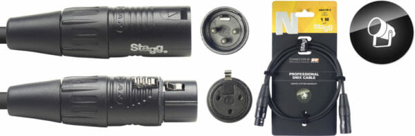 Stagg Dmx Cable, Xlr/Xlr (M/F) (3 Pins), 1 M (3'), N-Series Stagg Dmx Cable, Xlr/Xlr (M/F) (3 Pins), 1 M (3'), N-Series