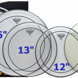 Remo Pinstripe Clear Rock Pro Pack 12" 13" 16" + Free 14" Snare Head