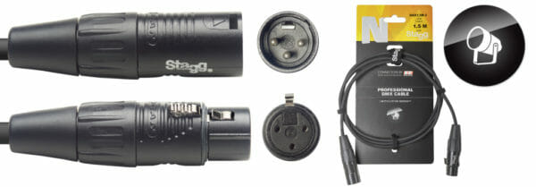 Stagg Dmx Cable, Xlr/Xlr (M/F) (3 Pins), 1.5 M (5'), N-Series Stagg Dmx Cable, Xlr/Xlr (M/F) (3 Pins), 1.5 M (5'), N-Series