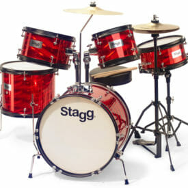 Stagg 5-Piece Junior Drum Set With Hardware And Throne - Red