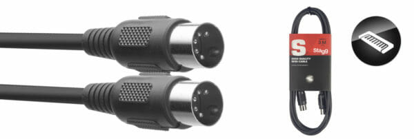Stagg Midi Cable, Din/Din (M/M), 3 M (10'), Plastic Connectors