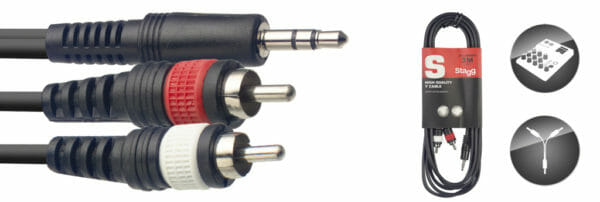 Stagg Y Cable, Mini Jack/Rca (M/M), 3 M (10')