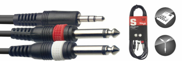Stagg Y Cable, Mini Jack/Jack (1M/2M), 1 M (3')