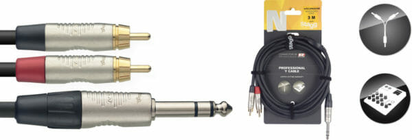 Stagg N Series Y-Cable, Jack/Rca (M/M), Stereo, 3 M (10')