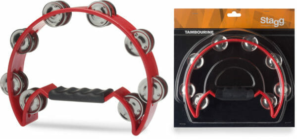Stagg Cutaway Plastic Tambourine With 16 Jingles - Red Stagg Cutaway Plastic Tambourine With 16 Jingles - Red