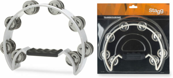 Stagg Cutaway Plastic Tambourine With 16 Jingles - White Stagg Cutaway Plastic Tambourine With 16 Jingles - White