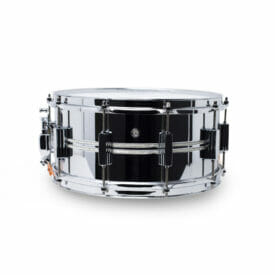 Pearl DuoLuxe Chrome-over-Brass 14x6.5 Snare Drum with twin Nicotine White Marine Pearl Inlays