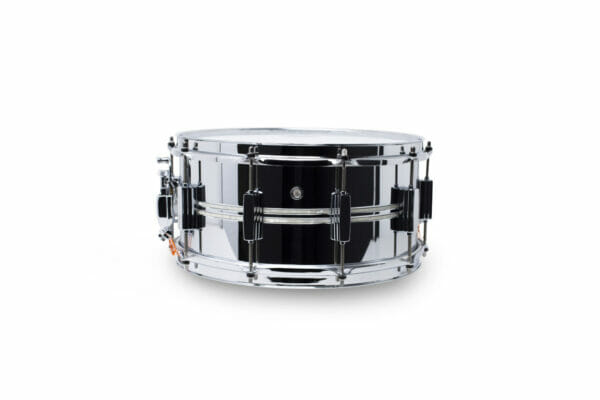Pearl DuoLuxe Chrome-over-Brass 14x6.5 Snare Drum with twin Nicotine White Marine Pearl Inlays