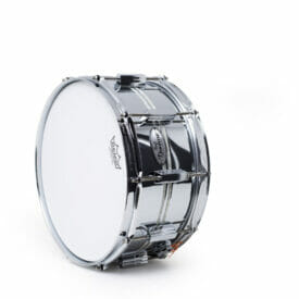 Pearl DuoLuxe Chrome-over-Brass 14x6.5 Snare Drum with twin Nicotine White Marine Pearl Inlays