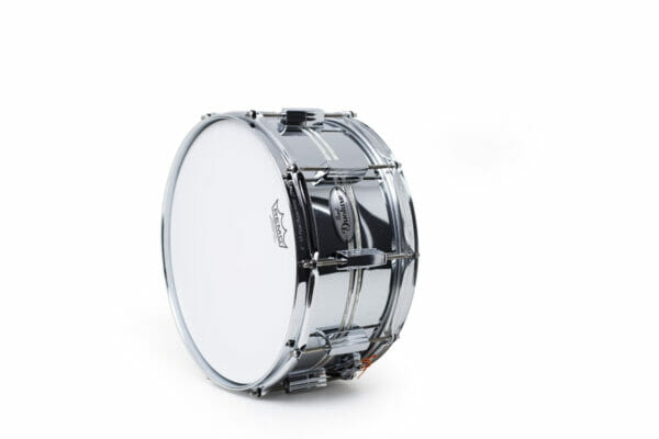 Pearl DuoLuxe Chrome-over-Brass 14x6.5 Snare Drum with twin Nicotine White Marine Pearl Inlays