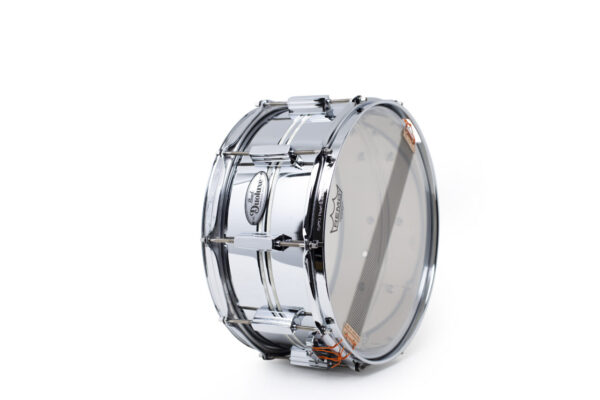 Pearl DuoLuxe Chrome-over-Brass 14x6.5 Snare Drum with twin Nicotine White Marine Pearl Inlays6