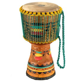 Meinl Percussion 12" Artisan Edition Tongo Carved Djembe, Coloured Carving