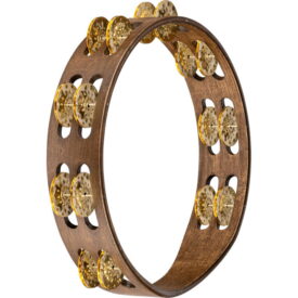 Meinl Percussion 10" Vintage Wood Tambourine, Dual Row, Hammered Brass Jingles