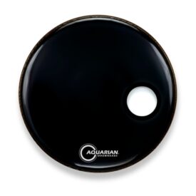 Aquarian 22" Resonant Bass Drumhead with 4.75" Offset Port- Black Video Gloss