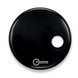 Aquarian 16"  Regulator  Resonant Bass Drumhead with 4.75" Offset Port - Black Video Gloss