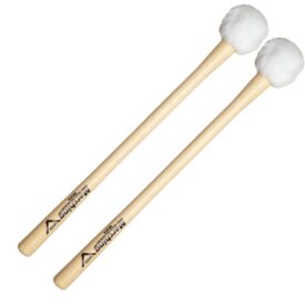 Vater Marching Bass Drum Mallets with Tapered Hickory Shaft - for 18" to 20" Drums - Soft Fleece Head