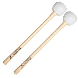 Vater Marching Bass Drum Mallets with Tapered Hickory Shaft - for 20" to 22" Drums - Soft Fleece Head