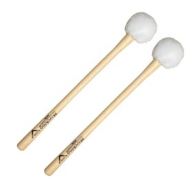 Vater Marching Bass Drum Mallets with Tapered Hickory Shaft - for 24" to 26" Drums - Soft Fleece Head