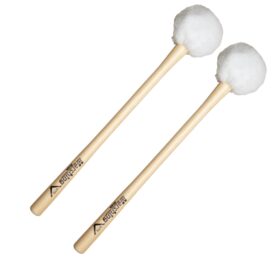 Vater Marching Bass Drum Mallets with Tapered Hickory Shaft - for 28" to 30" Drums - Soft Fleece Head