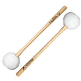 Vater Marching Bass Drum Mallets with Tapered Hickory Shaft - for 30" Drums and Larger - Soft Fleece Head