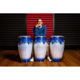 Meinl Percussion 11 3/4" Artist Series William Kachiro Conga with Remo Black Calfskin Skyndeep Heads - Electric Sky - Image 3