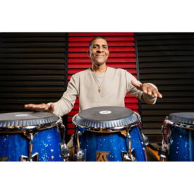 Meinl Percussion 11" Artist Series William Kachiro Quinto Conga with Remo Black Calfskin Skyndeep Heads - Blue Wave - Image 3