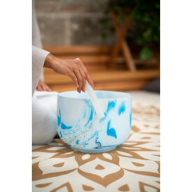 Meinl Sonic Energy 10" Marble Crystal Singing Bowl - G4, Throat Chakra, 432 Hz - Light Blue - Image 3