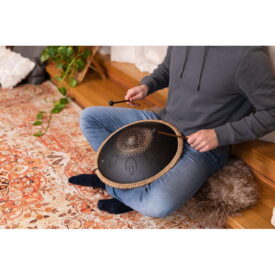 Meinl Sonic Energy 16" Octave Steel Tongue Drum - D Kurd, 9 Notes, 440 Hz - Lasered Floral Design, Black - Image 3