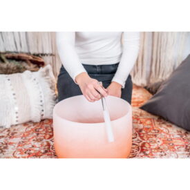 Meinl Sonic Energy 13" Colour-Frosted Crystal Singing Bowl - D4/Sacral Chakra/440 Hz - Orange - Image 3