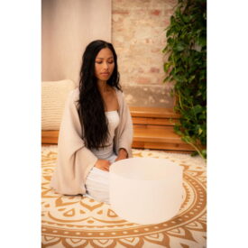 Meinl Sonic Energy 14" White-Frosted Crystal Singing Bowl - G3, Throat Chakra, 432 Hz - Image 3