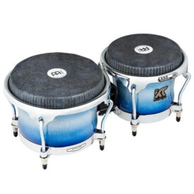 Meinl Percussion 7" & 8 1/2" Artist Series William "Kachiro" Thompson Bongos with Remo Black Calfskin Skyndeep Heads - Electric Sky