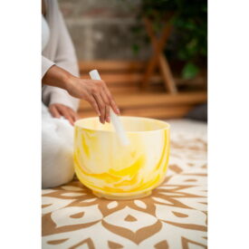 Meinl Sonic Energy 10" Marble Crystal Singing Bowl - E4, Solar Plexus Chakra, 432 Hz - Yellow - Image 3