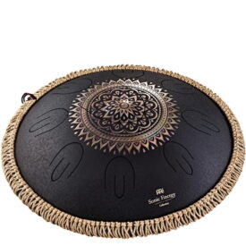 Meinl Sonic Energy 16" Octave Steel Tongue Drum - D Kurd, 9 Notes, 440 Hz - Lasered Floral Design, Black - Image 1
