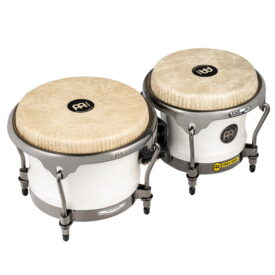 Meinl Percussion Artist Series Bongo Roberto Serrano, REMO Fiberskyn Heads - 7" & 8 1/2" Pearl White