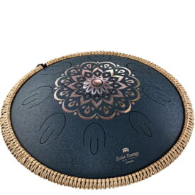 Meinl Sonic Energy 16" Octave Steel Tongue Drum - D Amara, 9 Notes, 440 Hz - Lasered Floral Design, Navy Blue - Image 1